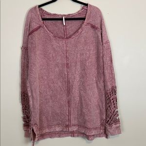 Free People Blush Pink Floral Cutout Long Sleeve